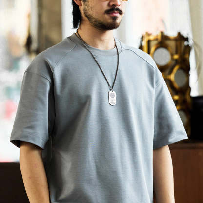 240g新疆長絨棉插肩短袖T恤男寬鬆圓領美式休閒打底衫夏