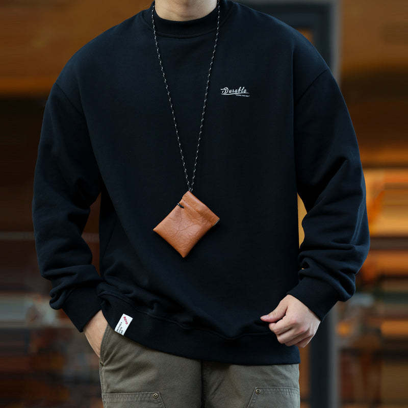 美式復古休閒480g重磅圓領衛衣男寬鬆vintage斑駁印花上衣秋-Retro's Wear