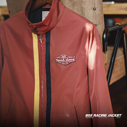 美式復古60S撞色賽車夾克IVY立領運動休閒拉鍊外套男秋季-Retro's Wear