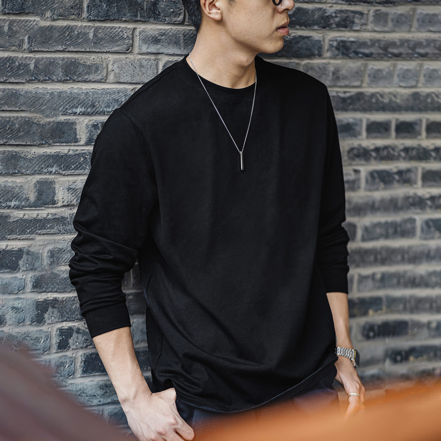 MRA7A抗菌防蟎新疆長絨棉長袖T恤255g三本針正肩凉感打底衫男