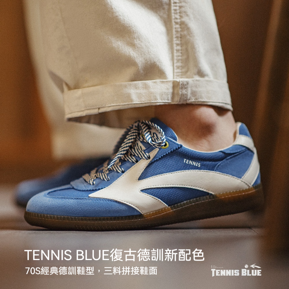 2025夏季新款藍色復古德訓鞋男運動阿甘鞋網面透氣休閒鞋板鞋