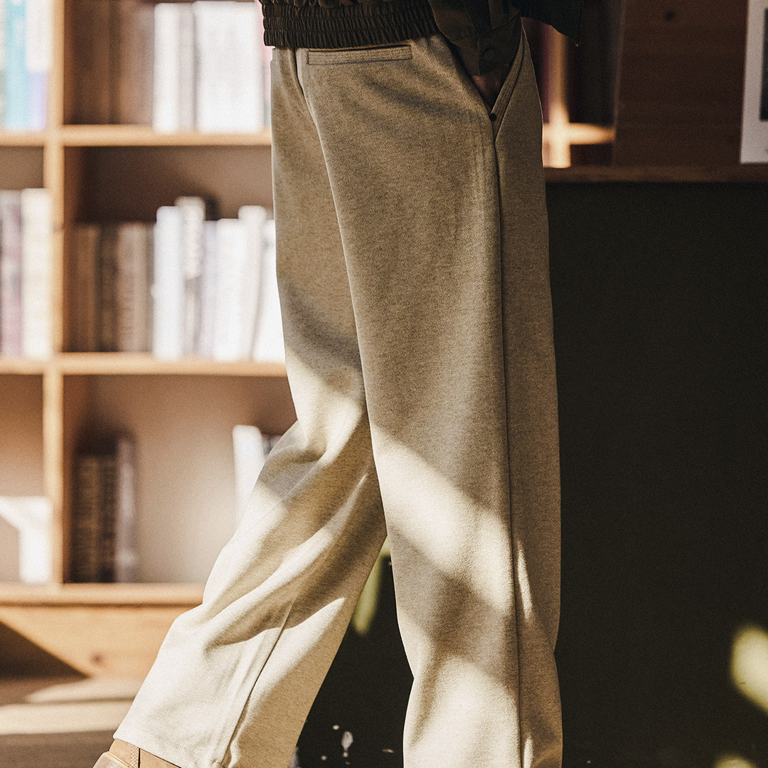 高級感垂墜感老錢風休閒褲男士2025秋冬款寬鬆直筒運動衛褲