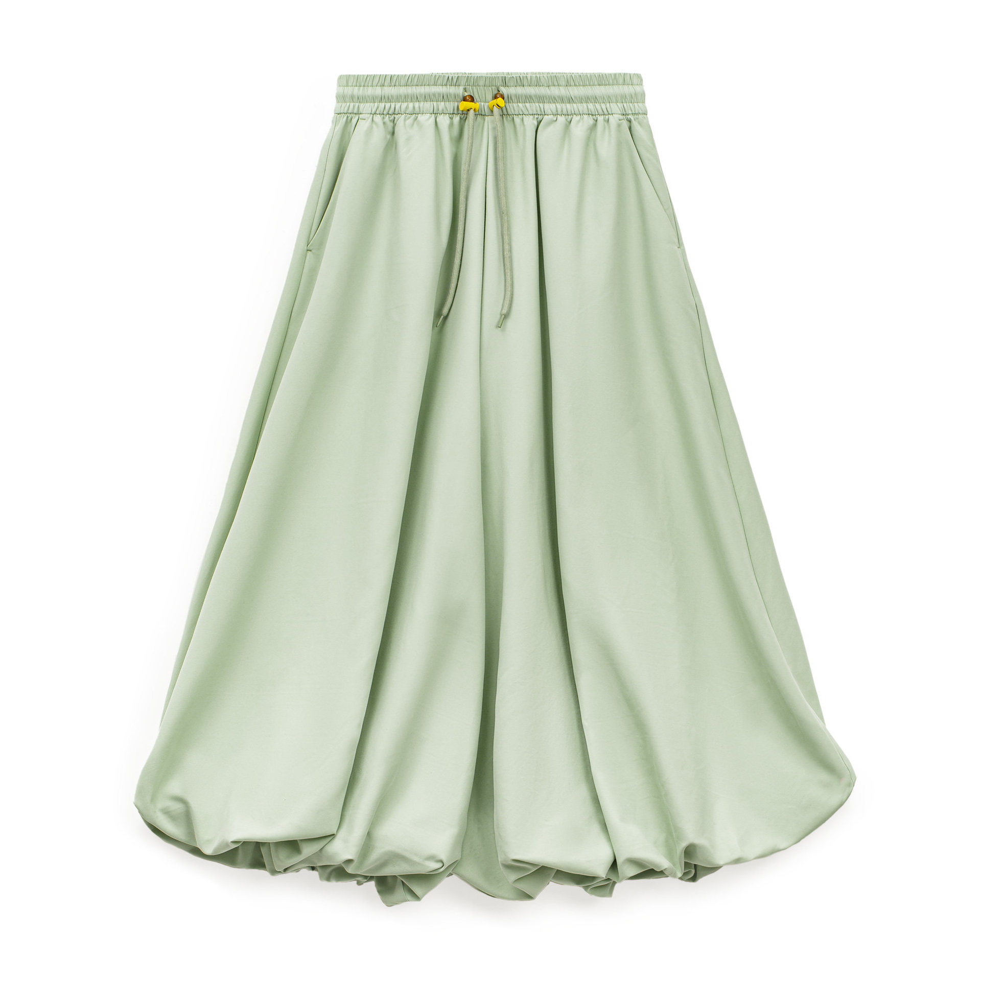 桃皮絨垂感糯米花苞燈籠裙褲闊腿寬鬆緊腰抽繩休閒長褲子女春