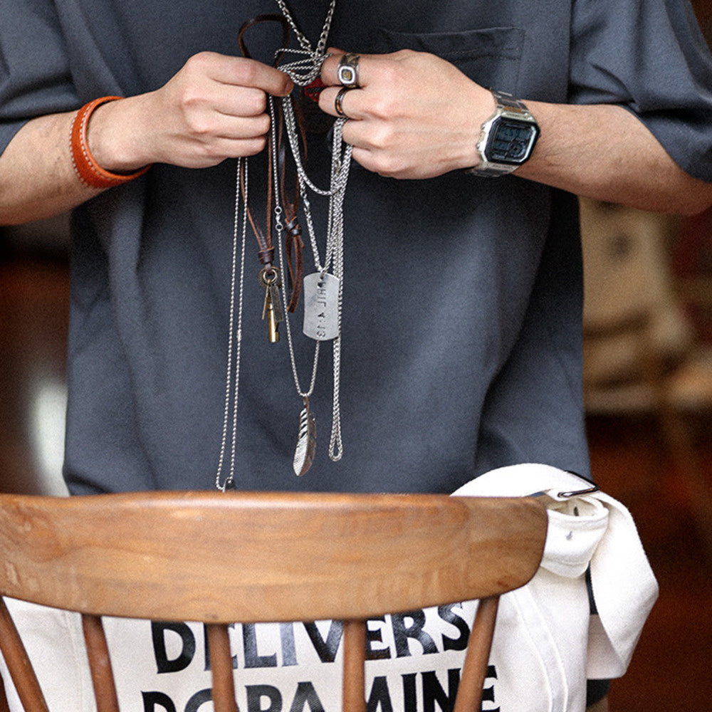 美式重磅280g純棉短袖T恤打底M7工裝口袋復古休閒大碼TEE夏-Retro's Wear