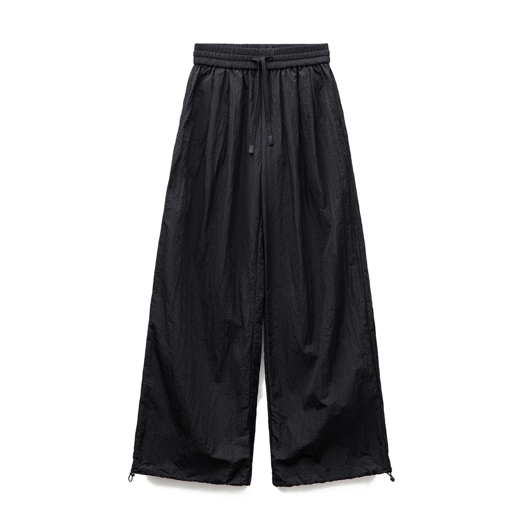 夏新黑色鬆弛感休閒褲寬鬆工裝褲闊腿顯瘦抽繩束脚長褲女