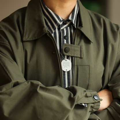 美式復古翻領工裝外套男休閒寬鬆休閒軍綠色底特律夾克