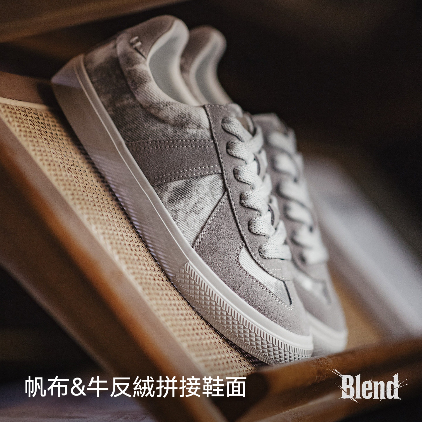 灰影德訓鞋男春季新款復古紮染帆布板鞋平底休閒百搭阿甘鞋子