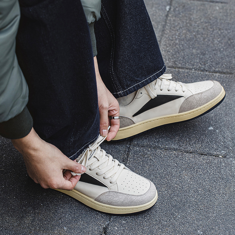 MRA爆裂紋板鞋男款2026新款復古ro小白鞋百搭運動休閒鞋潮鞋子春