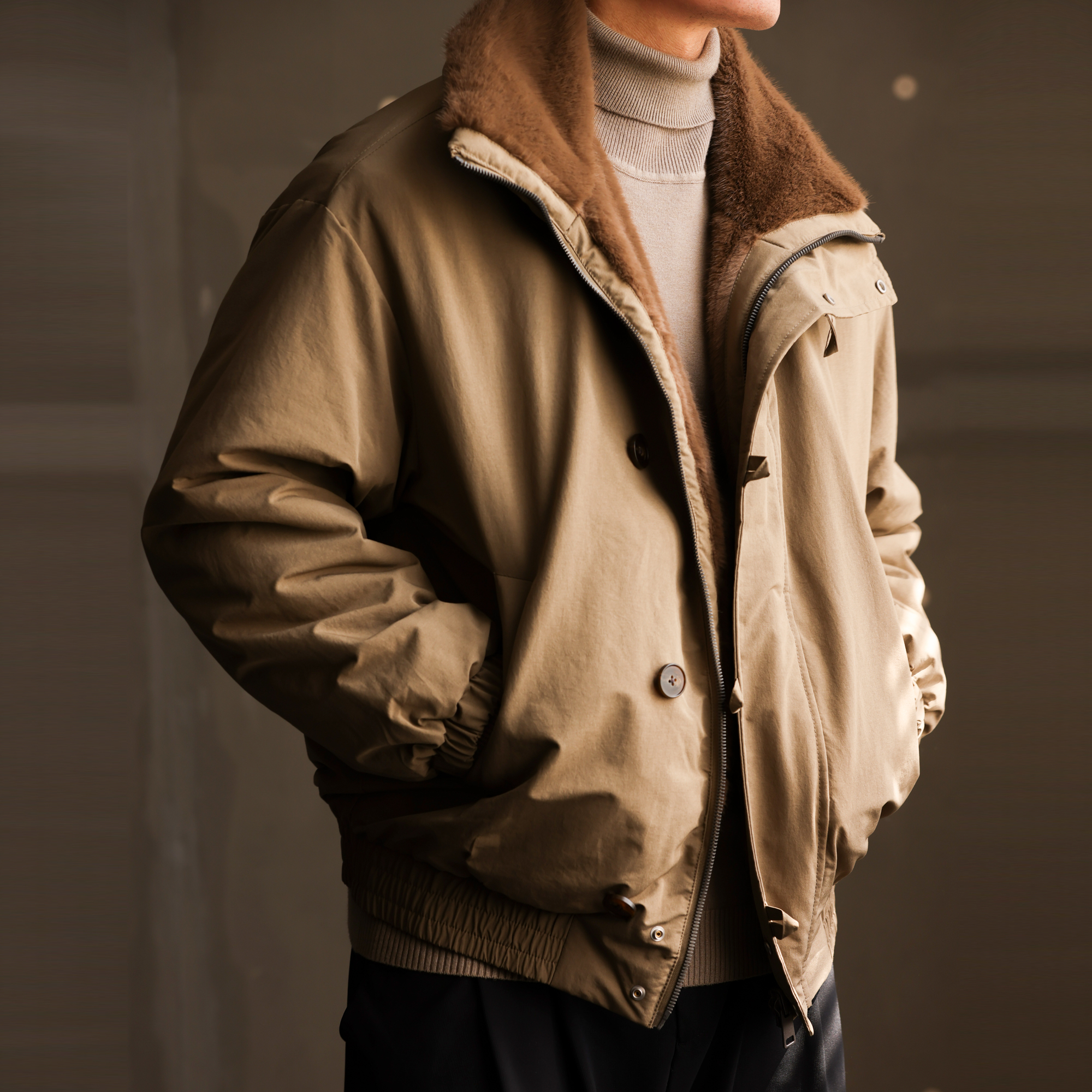 美式復古座山雕加厚棉服外套男高級毛領雙面穿保暖夾克