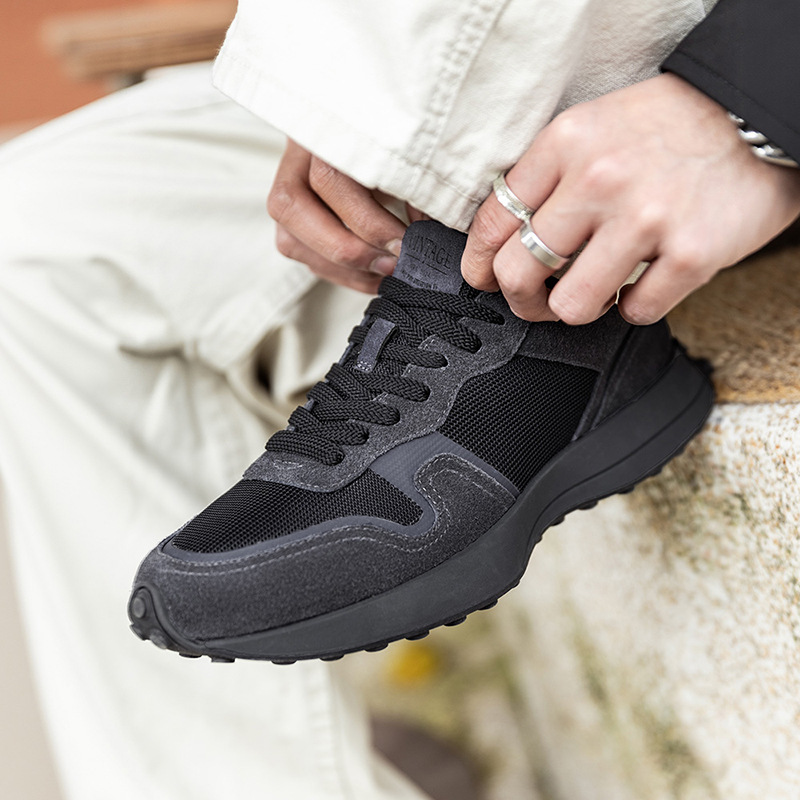 黑武士網面鞋男鞋夏季透氣厚底運動休閒鞋復古慢跑鞋百搭潮鞋