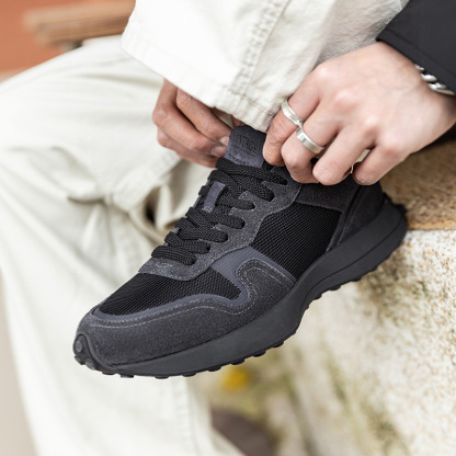 黑武士網面鞋男鞋夏季透氣厚底運動休閒鞋復古慢跑鞋百搭潮鞋