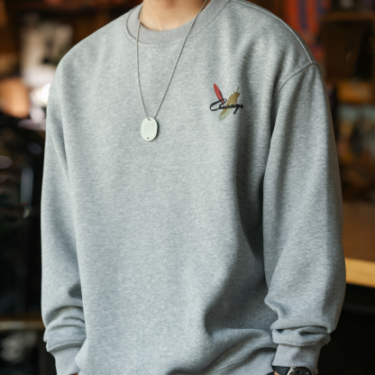 日系復古印花圓領衛衣男寬鬆420G重磅秋冬套頭疊穿上衣