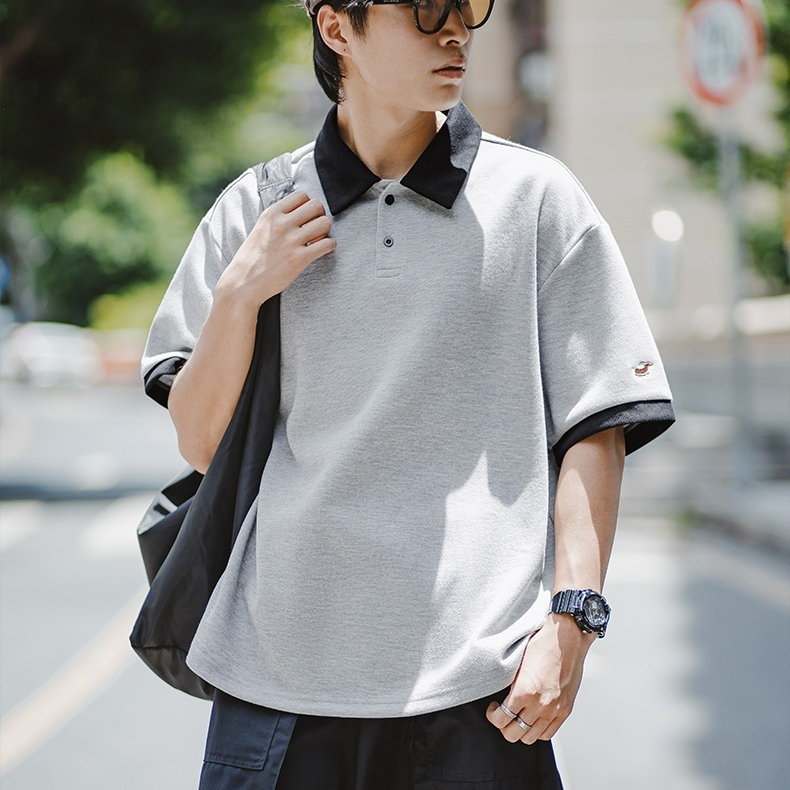 MRA 臘腸狗polo衫短袖男珠地空氣層翻領上衣撞色假兩件T恤夏