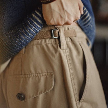 美式復古淺卡其M65大口袋直筒休閒褲老錢磨毛長褲男秋