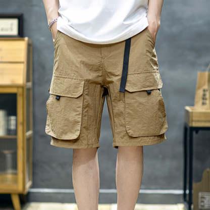 夏季薄款速幹短褲男寬鬆運動美式工裝五分褲男士潮牌大碼休閒中褲
