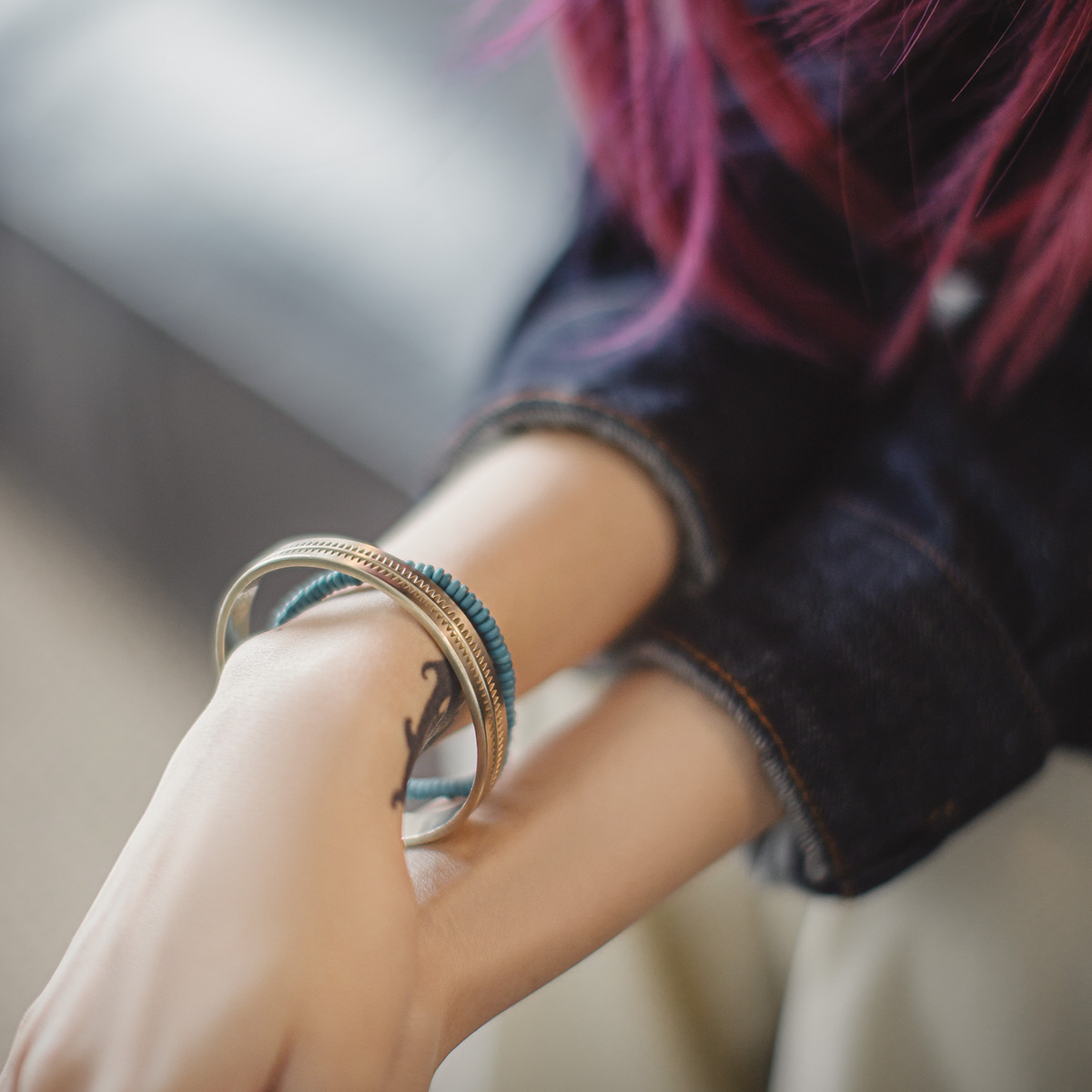 美式復古納瓦霍半環式手鐲潮流印第安開口白銅手環配飾品女