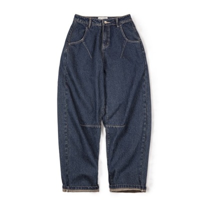 美式復古丹寧直筒牛仔闊腿褲休閒高腰顯瘦蘿蔔褲秋冬新款-Retro's Wear