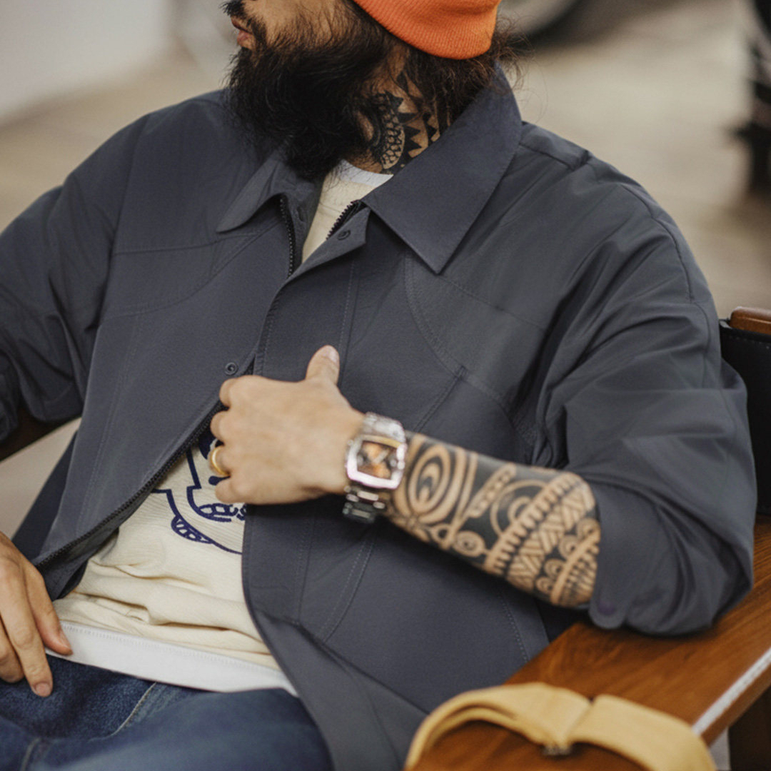 美式機能風三防夾克立領運動訓練防水灰色薄款外套男春季