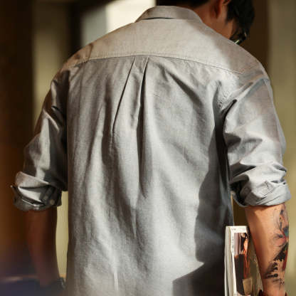 美式復古牛津紡長袖襯衫男商務休閒外穿內搭打底襯衣春