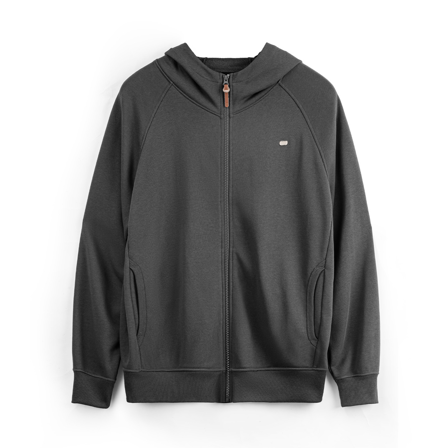 美式休閒灰色連帽衛衣寬鬆插肩袖開衫鬆弛長袖外套男款秋