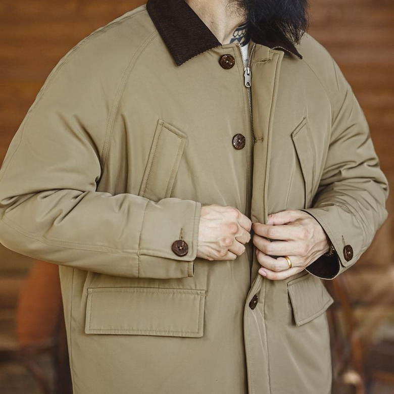 美式復古Safari獵裝夾克棉服翻領加厚保暖帆布外套男秋冬-Retro's Wear