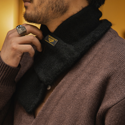 美式復古馬海毛圍巾加絨圍脖發熱保暖防風防寒男秋冬