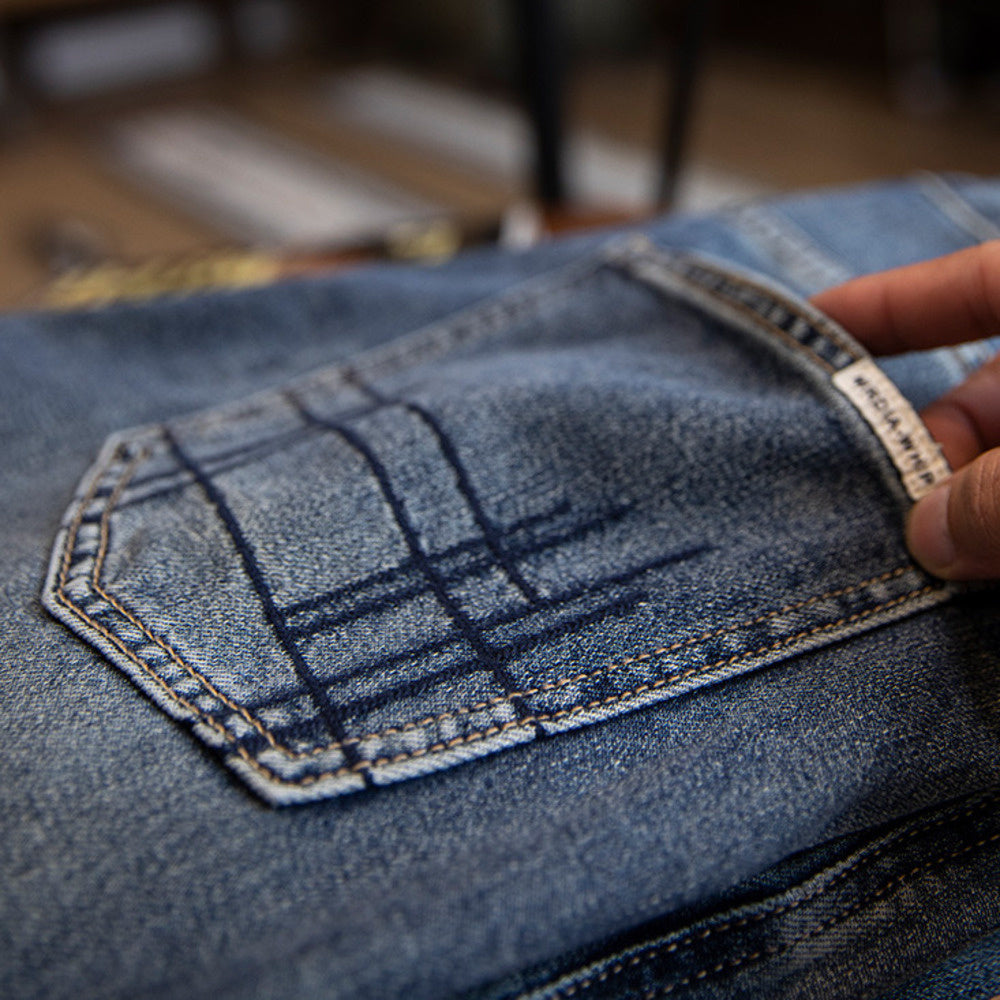 萊賽爾美式牛仔褲男春夏2025新款復古水洗休閒錐形褲男士薄款長褲