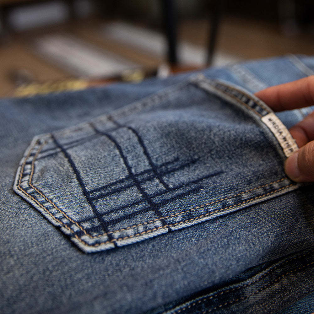 萊賽爾美式牛仔褲男春夏2025新款復古水洗休閒錐形褲男士薄款長褲