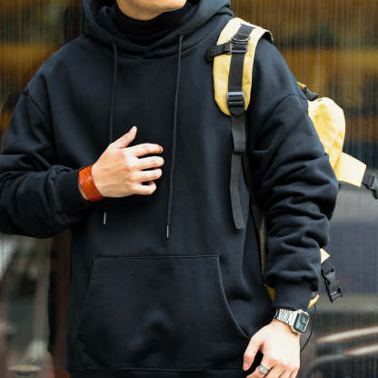 美式休閒480g重磅連帽衛衣男寬鬆純棉毛圈底cleanfit運動帽衫-Retro's Wear