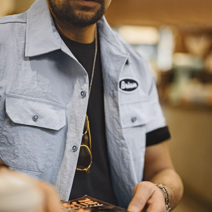 美式復古速度與激情同款古巴領襯衫硬漢vintage襯衣男夏