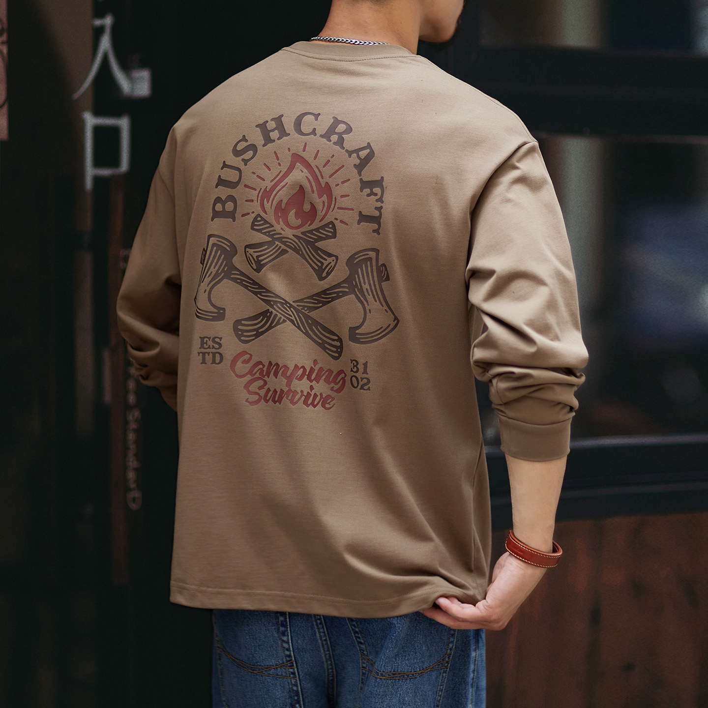 美式305g重磅長袖t恤男2025秋季新款寬鬆純棉上衣春秋內搭打底衫