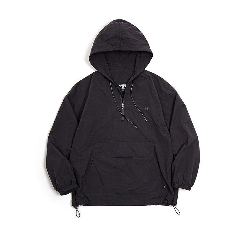 山系戶外半拉鍊連帽夾克衛衣運動風寬鬆休閒套頭外套男春-Retro's Wear