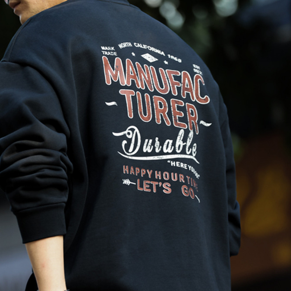 美式復古休閒480g重磅圓領衛衣男寬鬆vintage斑駁印花上衣秋-Retro's Wear