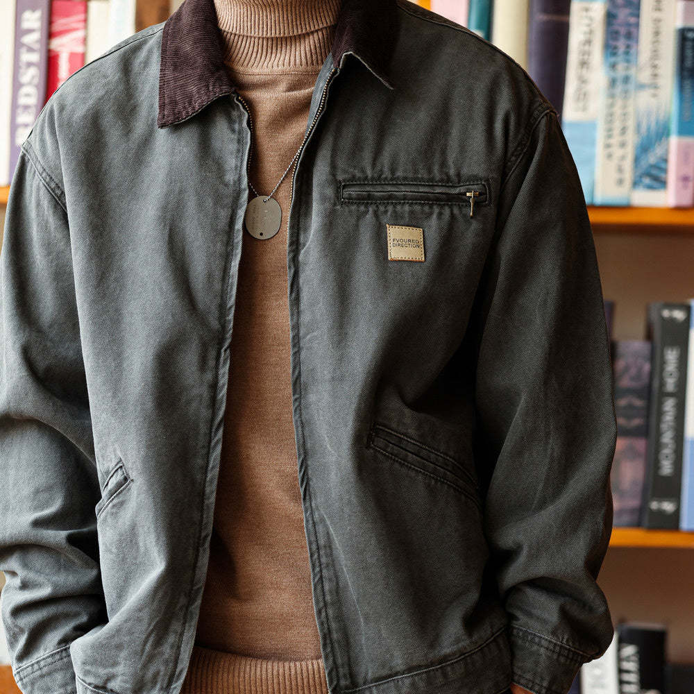 美式經典J97底特律工裝夾克男石磨水洗380g重磅帆布獵裝外套-Retro's Wear
