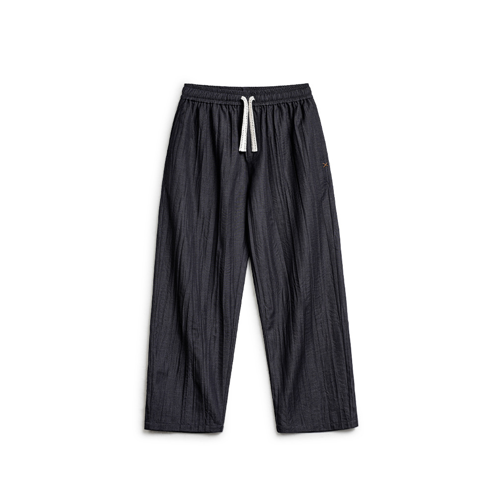 美式休閒水波紋褶皺坐禪褲日系鬆弛cityboy休閒褲男春夏