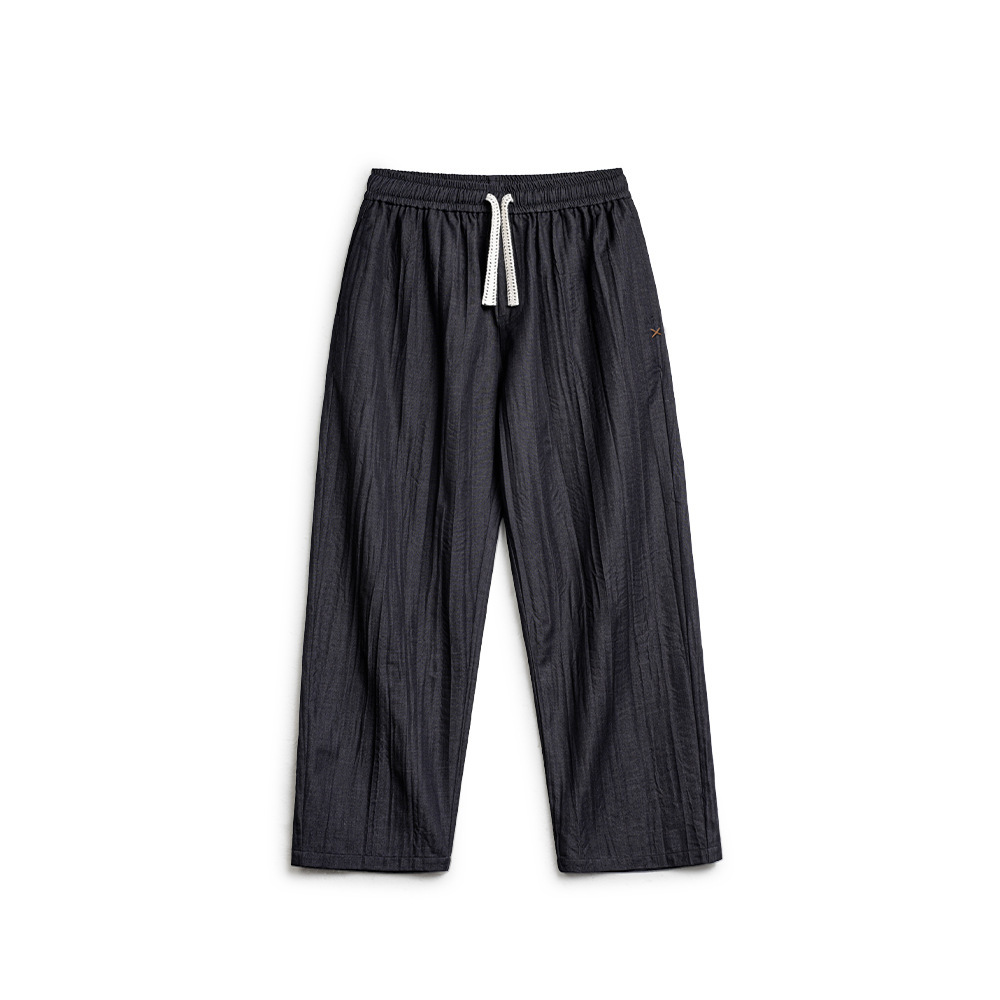 美式休閒水波紋褶皺坐禪褲日系鬆弛cityboy休閒褲男春夏