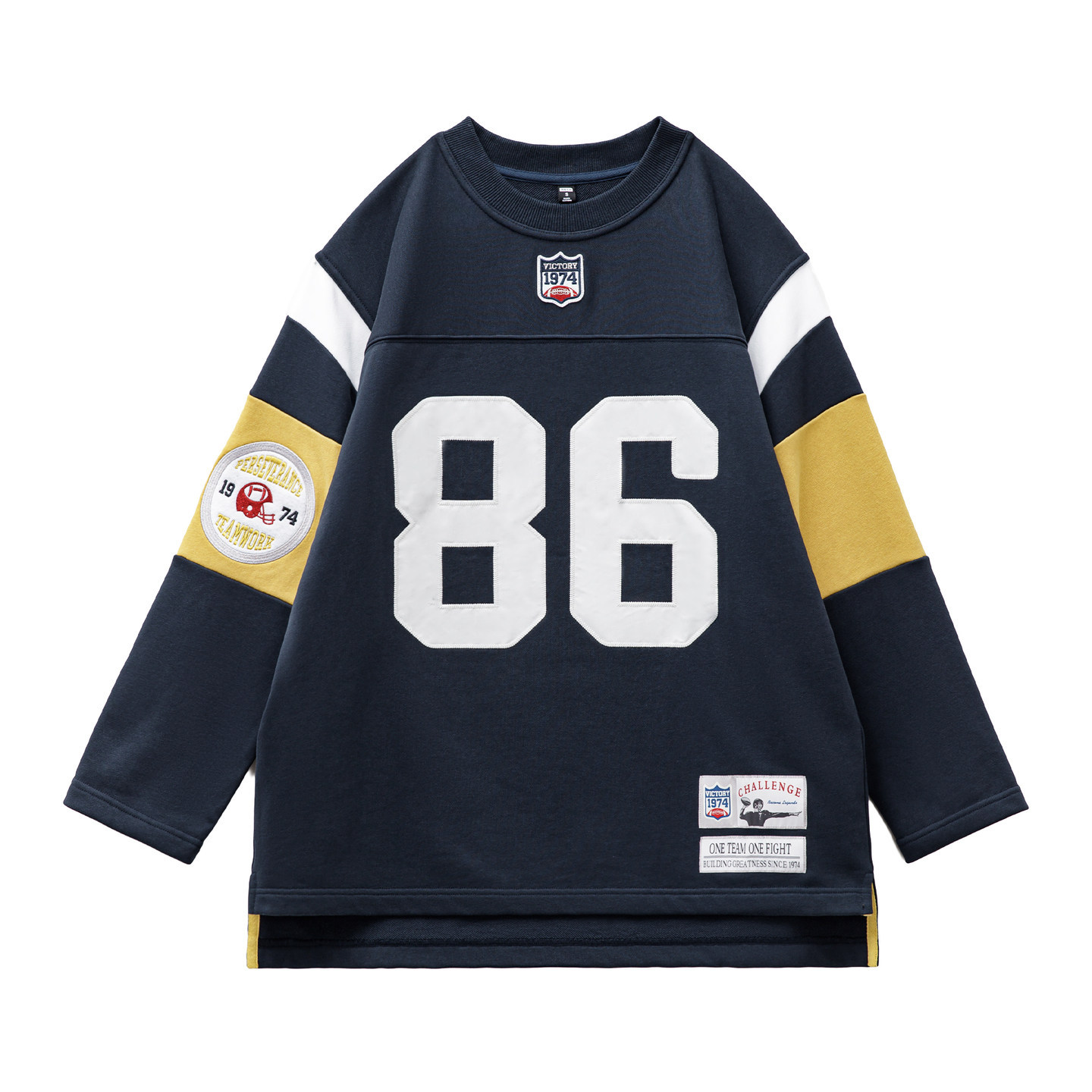 美式復古橄欖球寬鬆套頭小眾刺繡中長款加厚衛衣外套女士秋冬