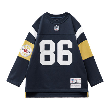 美式復古橄欖球寬鬆套頭小眾刺繡中長款加厚衛衣外套女士秋冬