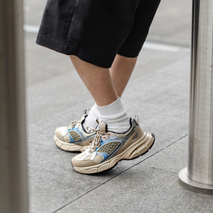 流光銀藍老爹鞋男款夏季痞帥厚底增高運動休閒鞋復古百搭潮鞋