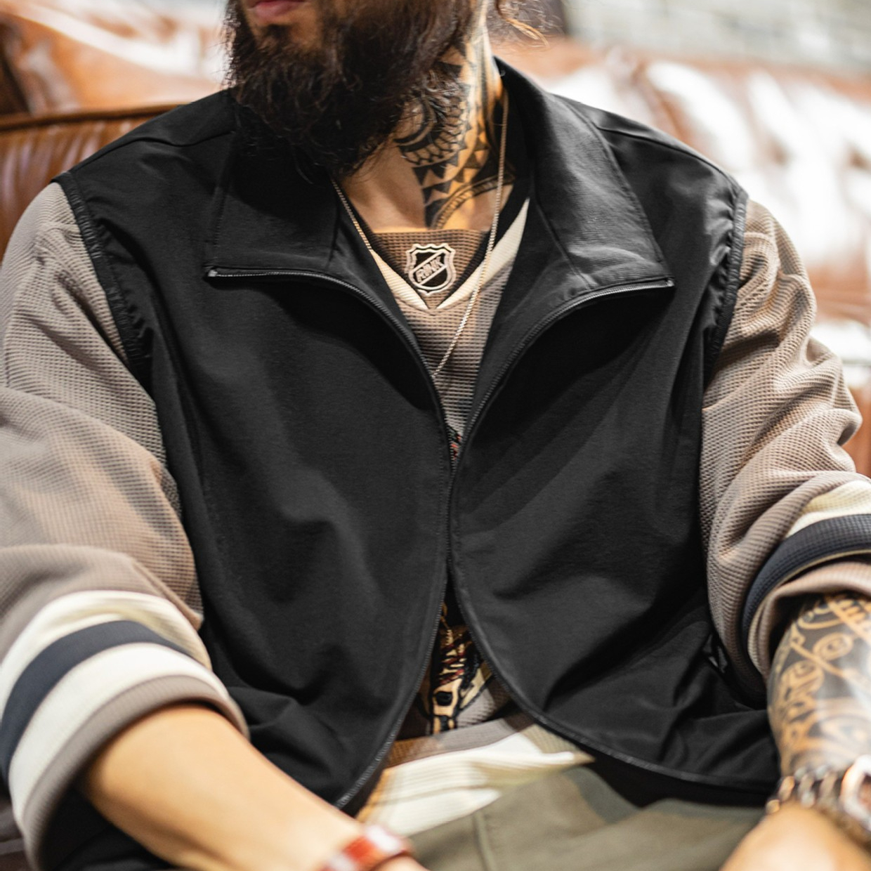 山系機能立領馬甲黑色戶外通勤疊穿輕薄款背心無袖男士夏