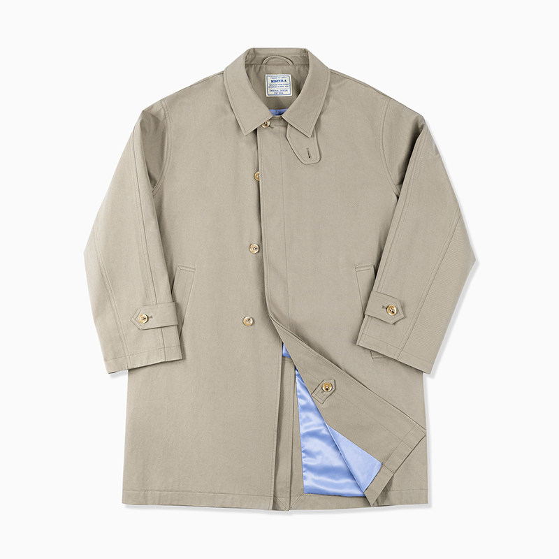 MRA 華達呢巴爾瑪肯風衣中長款疊門襟重磅浴血黑幫大衣外套春