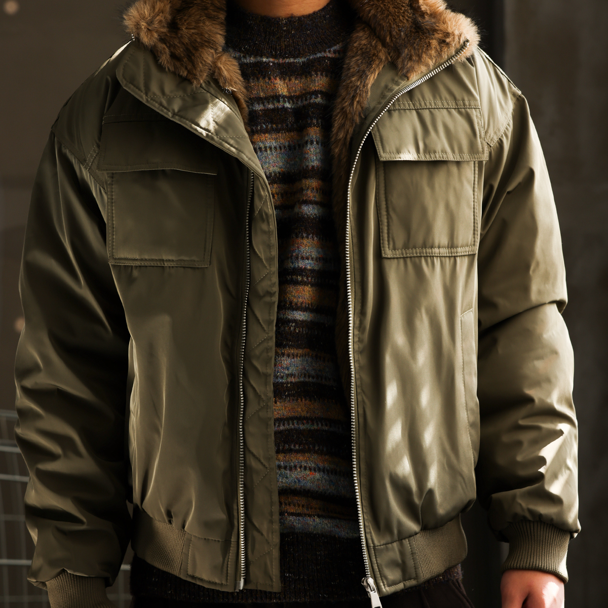 美式復古坦克手工裝羽絨服男重磅保暖毛邊領座山雕外套