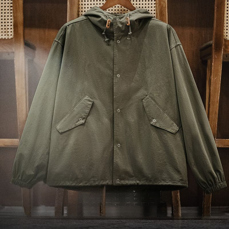 美式復古M51連帽夾克軍事風寬鬆純棉魚尾短款外套男春季