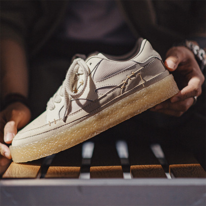 白色厚底板鞋男2024春夏季新款透氣百搭休閒小眾增高小白鞋-Retro's Wear