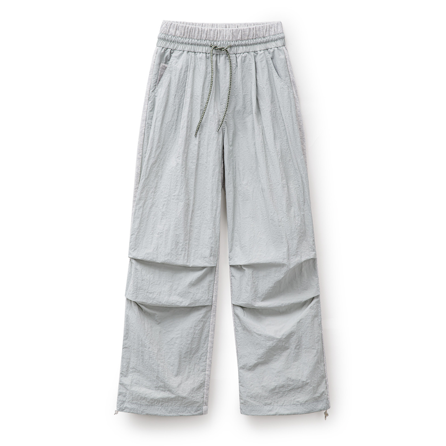 灰色山系褶皺機能輕戶外直筒工裝降落傘兵運動休閒褲子女士秋