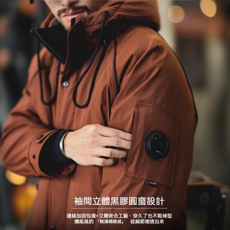 90白鴨絨磚紅色連帽羽絨服男2025冬季新款寬鬆保暖工裝衝鋒衣外套