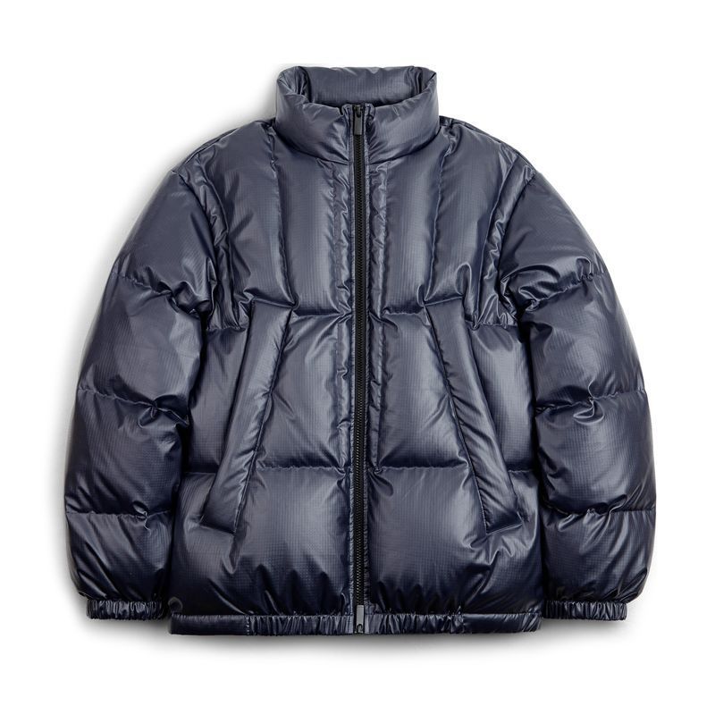 美式休閒小方格90白鴨絨羽絨服保暖立領麵包服外套男秋冬-Retro's Wear