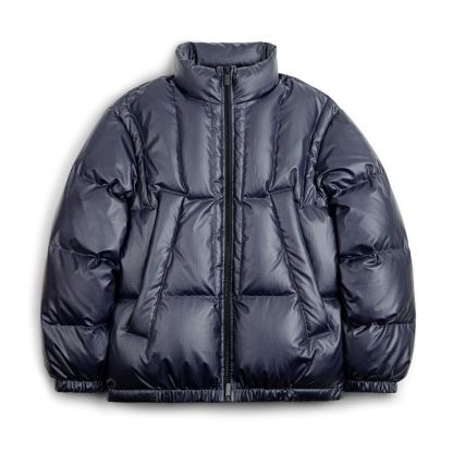 美式休閒小方格90白鴨絨羽絨服保暖立領麵包服外套男秋冬-Retro's Wear