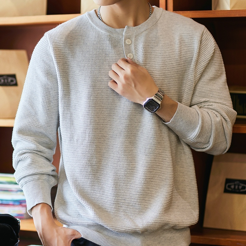 新疆長絨棉亨利領毛衣男士2025冬季新款肌理感全棉通勤內搭針織衫