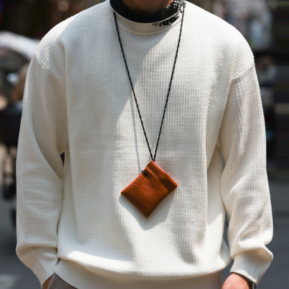 美式590g重磅半高領長袖針織衫男包芯紗提花保暖羊毛上衣